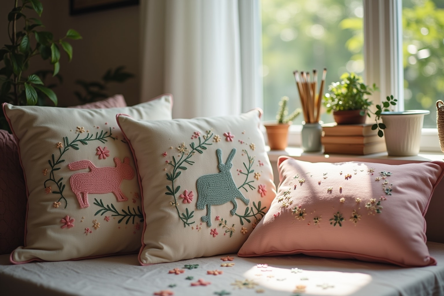 17 Kissen besticken DIY Ideen